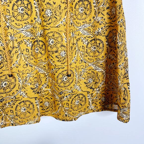 House of Harlow 1960 Large L Yellow Boho Ruffle Sleeve Blouse Tie V Neck Gypsy - Picture 5 of 7